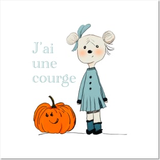 Teddy with pumpkin - J'ai une courge (ourson) Posters and Art